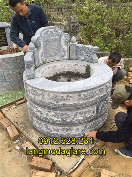 Mẫu mộ tròn đá đẹp, Nhận lắp đặt thi công mộ đá tại Quảng Bình