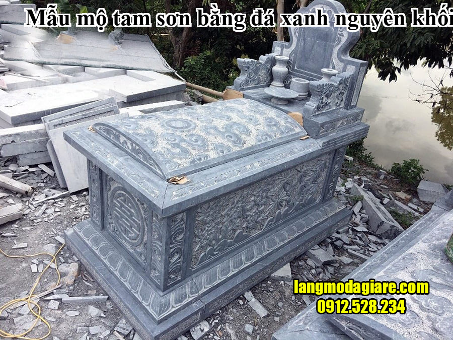 Mẫu mộ tam sơn bằng đá xanh nguyên khối