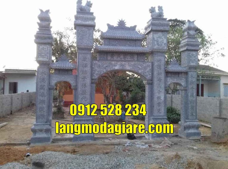 kiểu cổng tam quan chùa đẹp bằng đá tại Kiên Giang